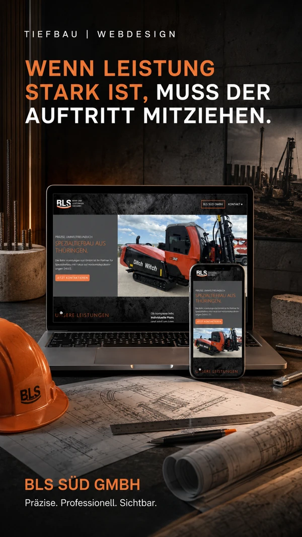 Arbeitsbeispiel BLS Süd GmbH, Webseite auf Laptop und Smartphone